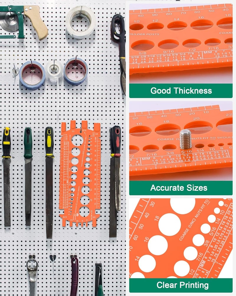 moroinriz Screw Bolt Nut Thread Measure Gauge Size Checker, Bolt Measuring Tool for Sorting Hardware, DIY Project (Orange) - Image 5
